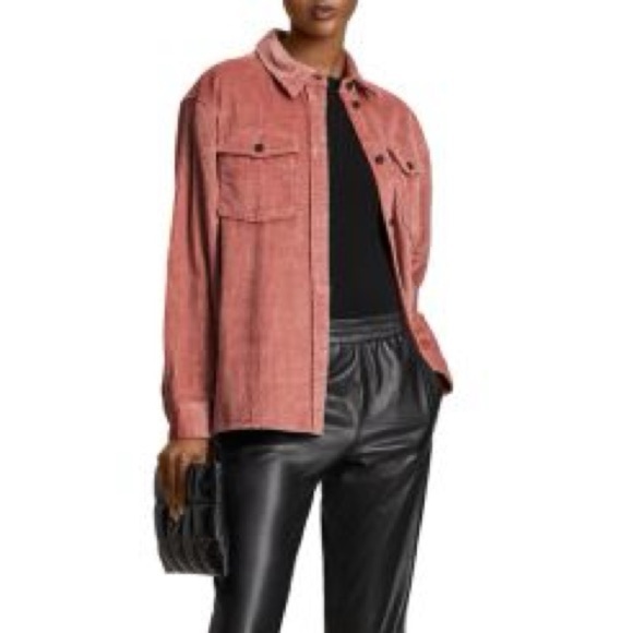 ALLSAINTS‎ Phoebe Corduroy Shirt Pink Rose 6 M Oversized Button Down Jacket Top